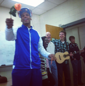 Cam Received a Singing Telegram in Class Today