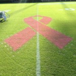 Pat Dye Field Wearing Pink Ribbons for Breast Cancer Awareness Month