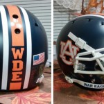 Two Real-Life Matte Auburn Helmets